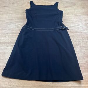 Womens The Limited Black A-Line Dress Size 8 Belted Side Zip Midi